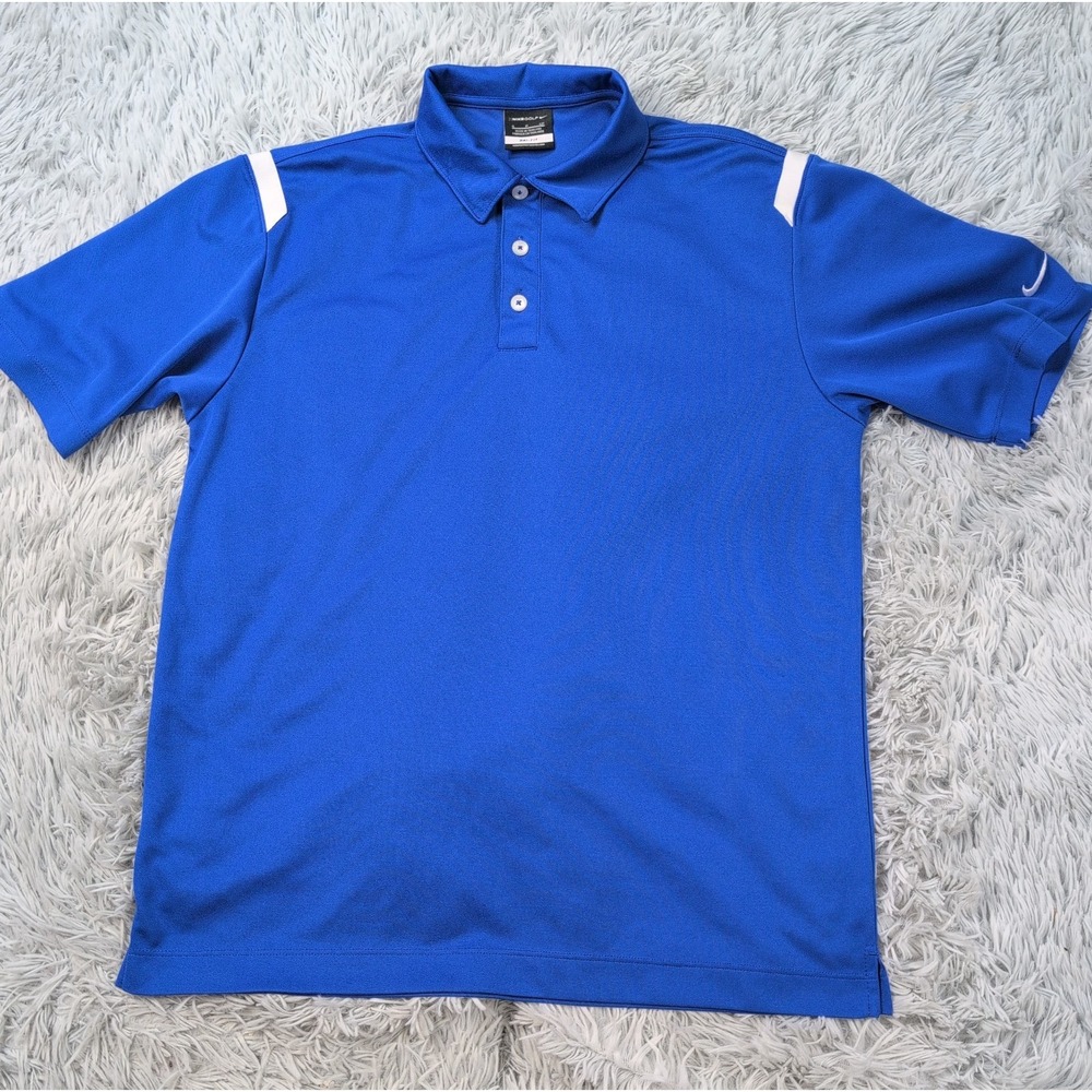 Nike Golf Shirt Mens S Blue Polo Dri-Fit Performance Athletic Comfort Swoosh